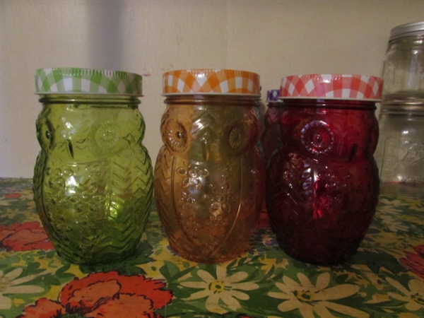 Glass Jars- Canisters, Canning Jars, and Novelty Owls