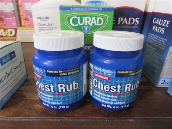 Chewable Aspirin, MiraLAX, Chest Rub, Cotton Balls, etc