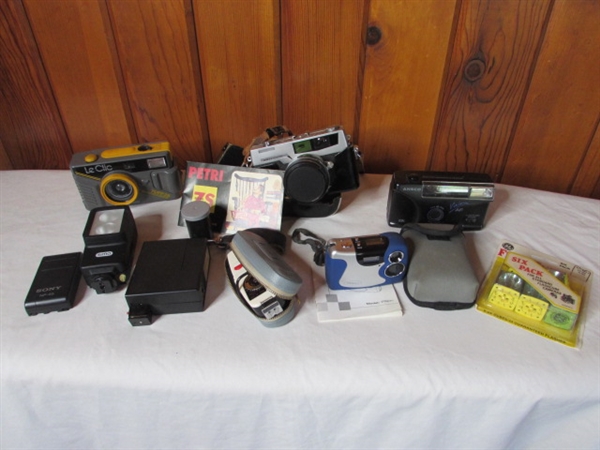 Vintage Camera Collection: Le Clic, Ansco, Vivitar, and Petri Plus Accessories