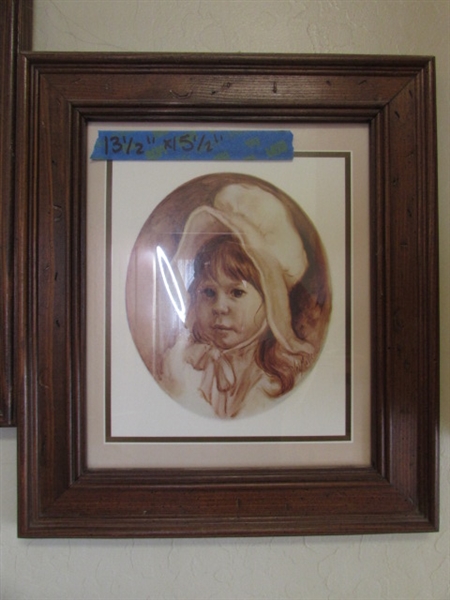 Framed and Matted Vel Miller Cowboy and Girl Pictures.