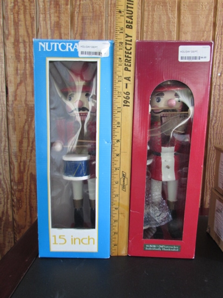 Christmas Decor- Nutcrackers, Tin Figures, Sleigh, etc