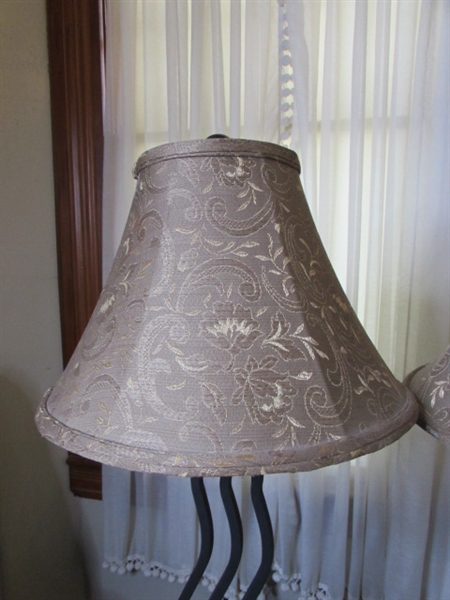 Pair of Table Lamps w/Metal Vases