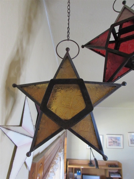 Candle Holder Stained Glass Stars and Metal Stars