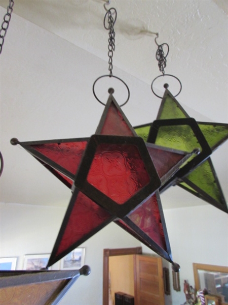 Candle Holder Stained Glass Stars and Metal Stars