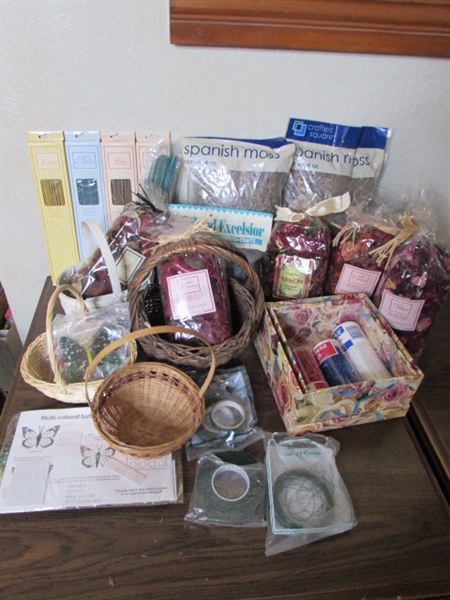 Wicker Baskets, Floral Arrangement Supplies, Butterfly Decor, etc