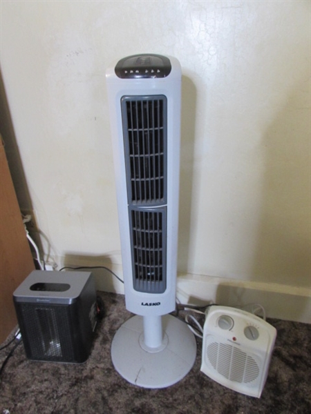 Tower Fan and 2 Heaters