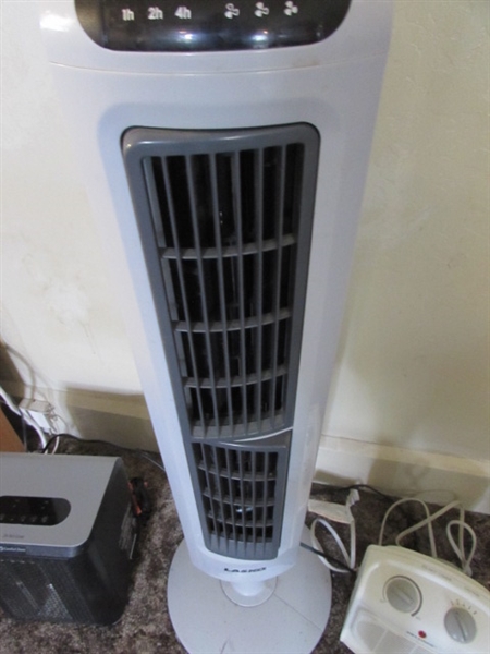 Tower Fan and 2 Heaters