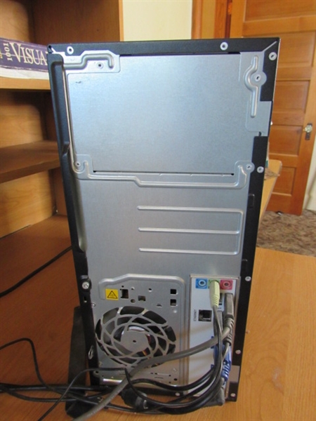 HP Windows 10 Computer with Desk, Chair, and Office Supplies