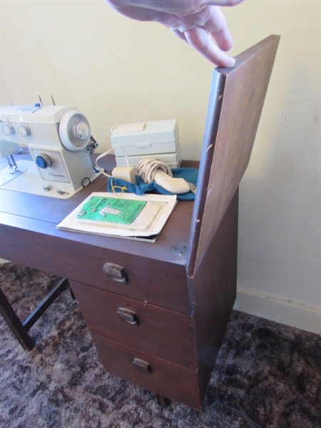 Vintage Signature Sewing Machine In Cabinet