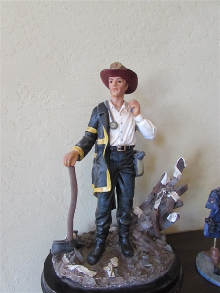 Fireman and Police Officer Statues