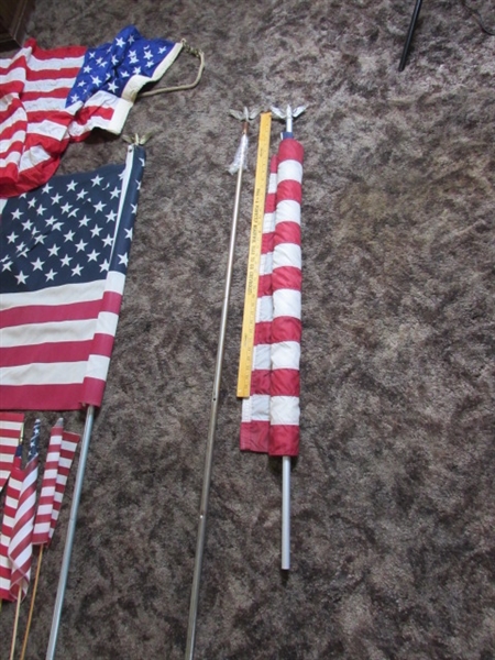 WWII Japanese Flag & Variety of American Flags