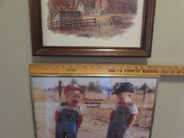 Farmhouse and Farmer Boy Framed Pictures