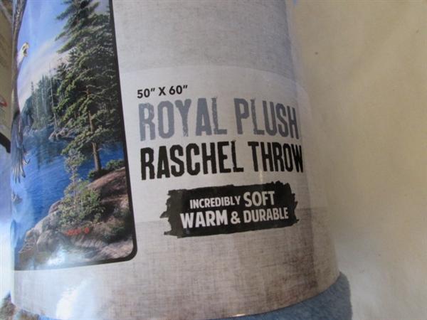 7 Royal Plush Raschel Throws- Brand New