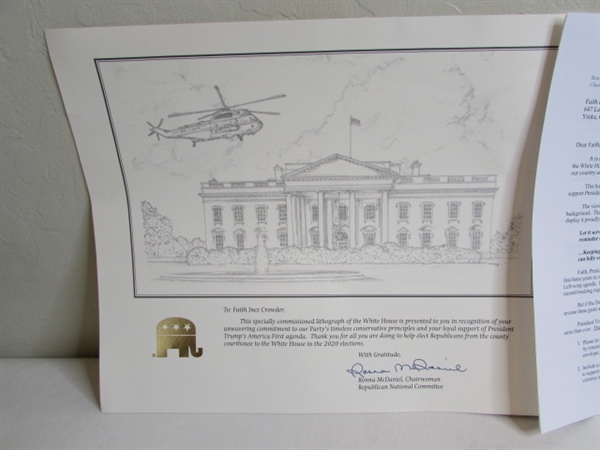 White House Lithograph, President Trump Picture, Presidential Coins, etc.