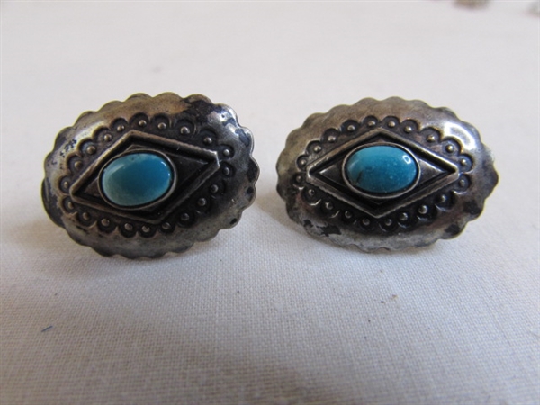 Native Navajo Turquoise Earrings- 1 Marked Sterling