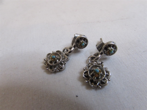 Native Navajo Turquoise Earrings- 1 Marked Sterling