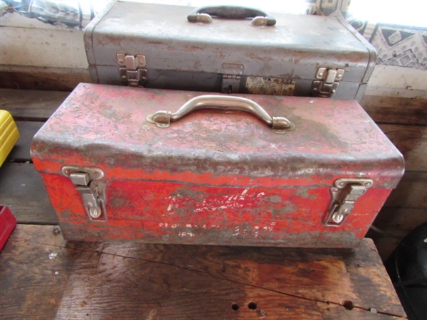 Vintage Metal Tool Boxes w/Tools