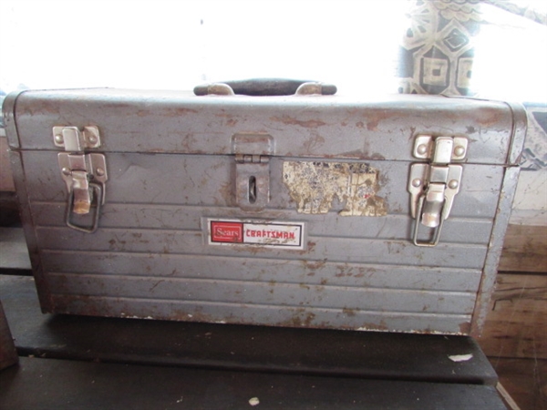 Vintage Metal Tool Boxes w/Tools