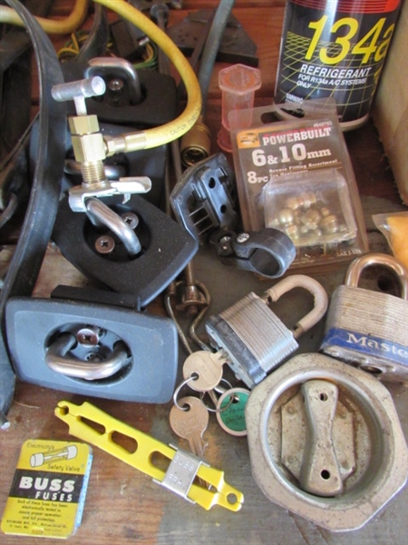 Tire Chains, Oil Can, Compression Tester, Bungee Cords, etc.