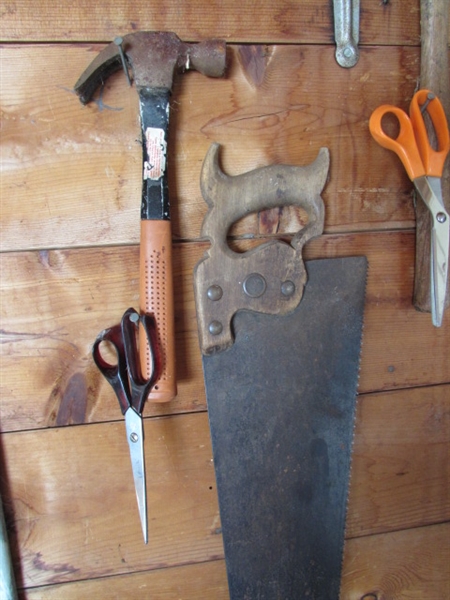 Tools- Saws, Hammer, Wedge, Gutter Scoop, Level, etc