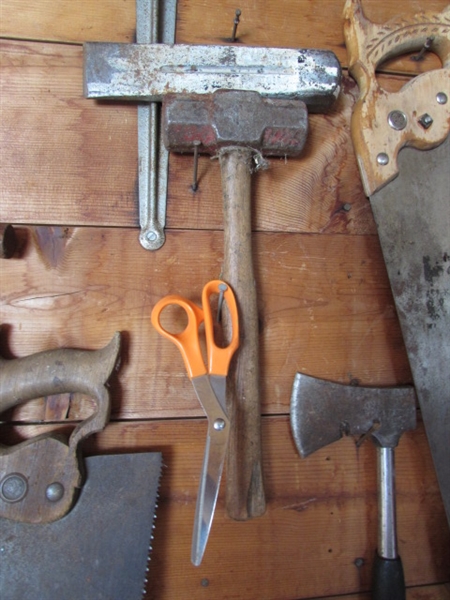 Tools- Saws, Hammer, Wedge, Gutter Scoop, Level, etc