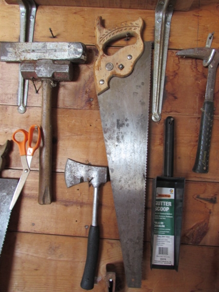 Tools- Saws, Hammer, Wedge, Gutter Scoop, Level, etc