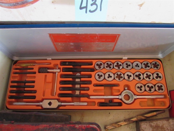 Tools W/Cases- Drill Bits, Tap and Die Set, Wide-Range Flaring Tool, etc.