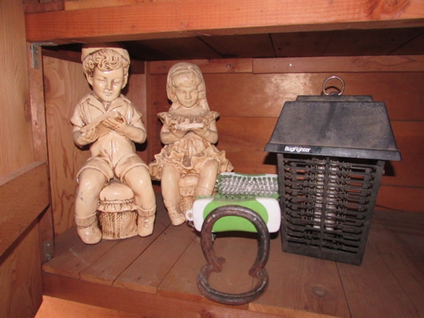 Outdoor Figurines, Shoe Scrubber, and Bug Light