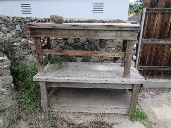 Pair of Weathered Wood Work Benches/Tables.