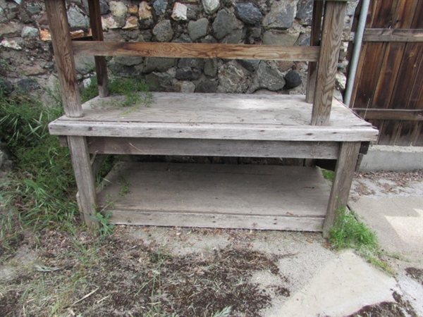 Pair of Weathered Wood Work Benches/Tables.