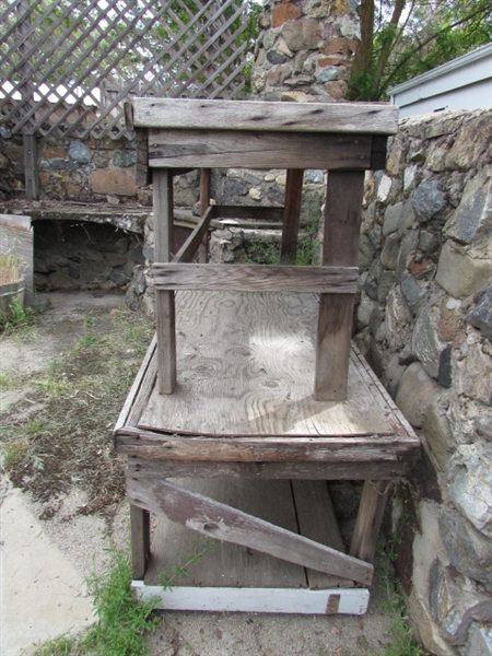 Pair of Weathered Wood Work Benches/Tables.