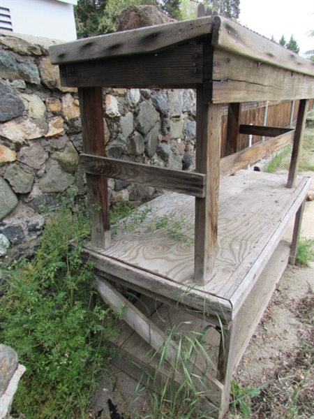 Pair of Weathered Wood Work Benches/Tables.