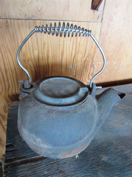 Cast Iron Kettle & Stove Top Parts, & Fireplace Wood Holder