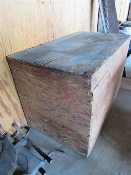 Large Wooden Box w/ Hinged Lid