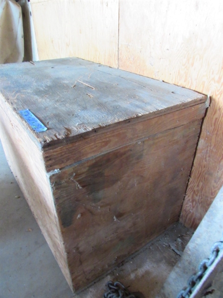 Large Wooden Box w/ Hinged Lid