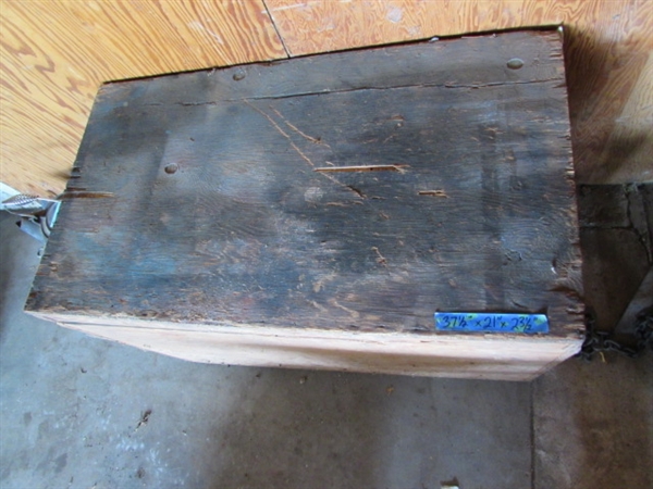 Large Wooden Box w/ Hinged Lid