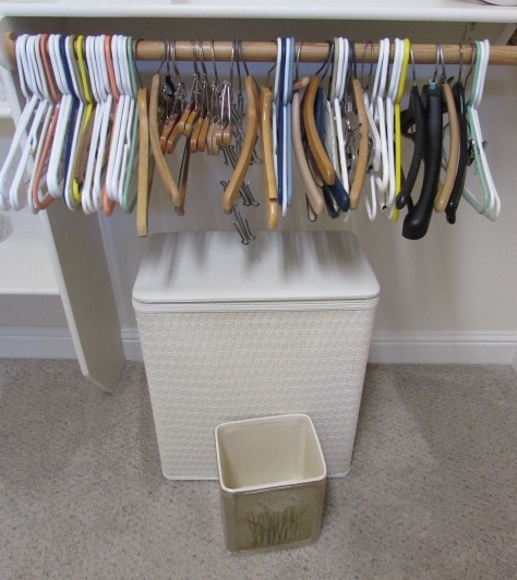 Laundry Basket, Waste Basket, and Hangers