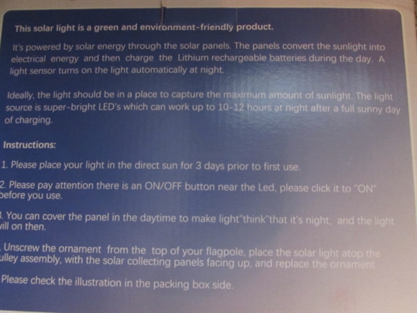 Solar Powered Flagpole Light