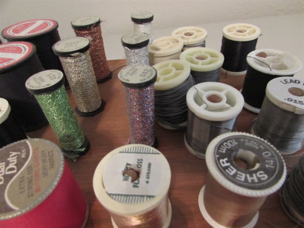 Fly Tying: Table Mount Vise, Thread, Wire, Tinsel, Beads, etc