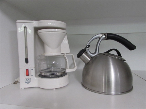 Stainless OXO Tea Kettle & 4 Cup Coffee Maker