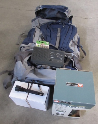 Kelty Redcloud 5600 Hiking Pack, Lanterns, GE Portable Receiver, etc
