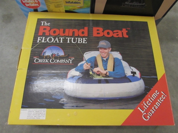 The Round Boat Float Tube, Float Tube Fins, Hand Pump