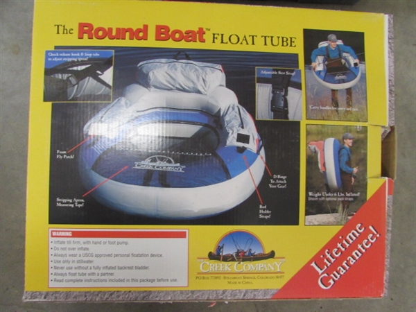 The Round Boat Float Tube, Float Tube Fins, Hand Pump