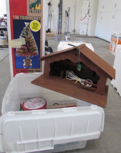 Christmas- Nativity House, 48 Fiberoptic Tree, Tins, etc. 