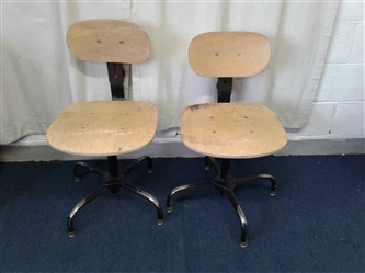 Vintage Metal Chairs with Wood Seats