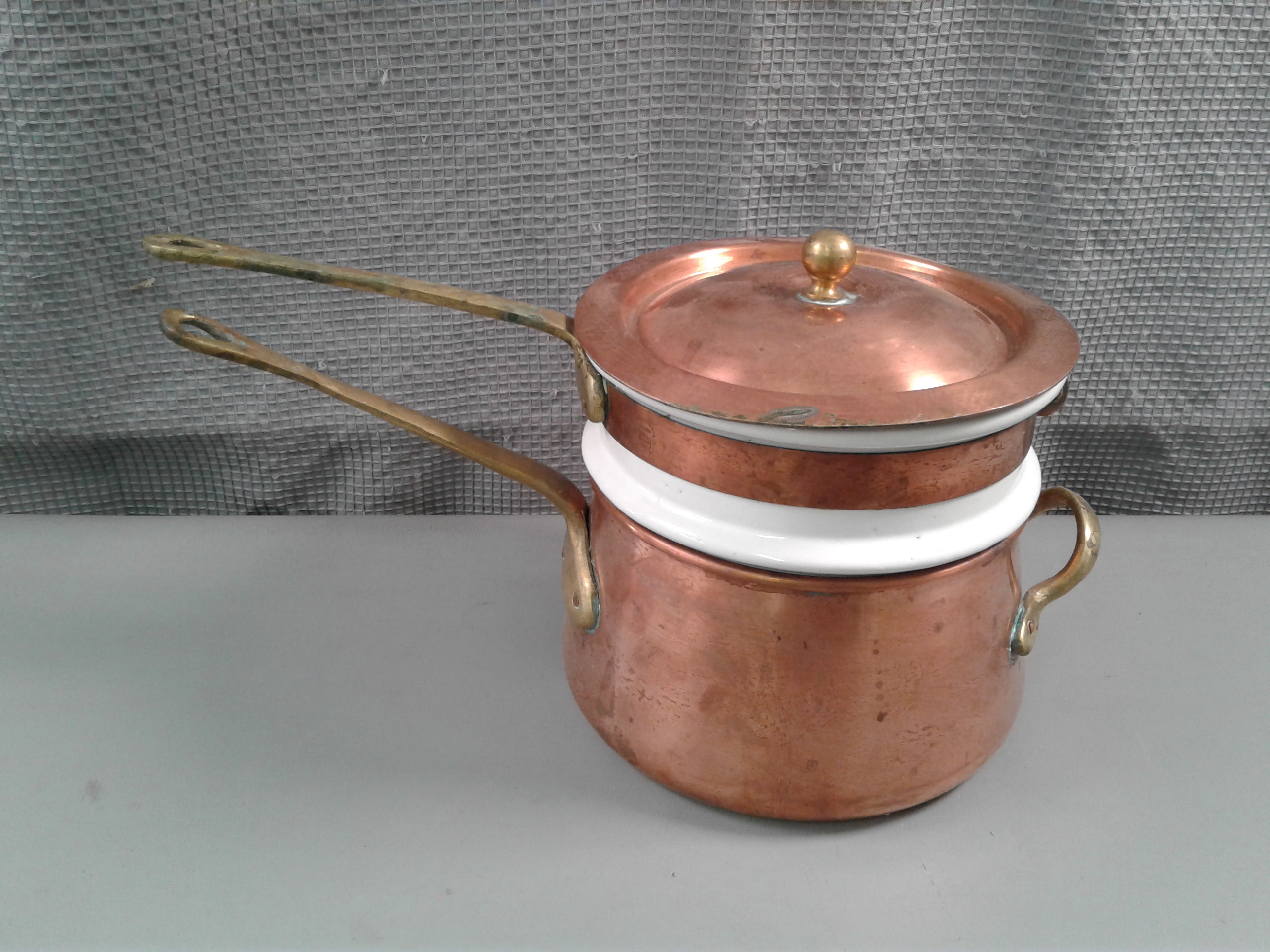 Lot Detail - Vintage Professional Douro Double Boiler- Ceramic/Copper/Brass