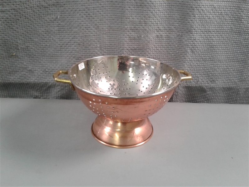 Copper Colander w/Brass Handles