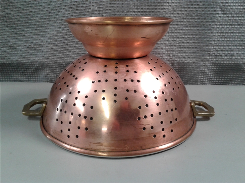 Copper Colander w/Brass Handles