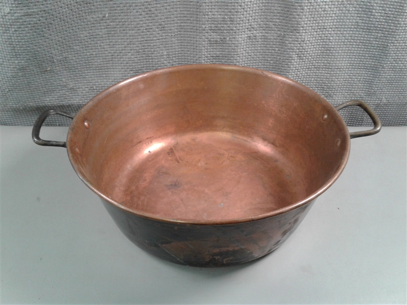 Large Vintage Copper Pot w/Brass Handles