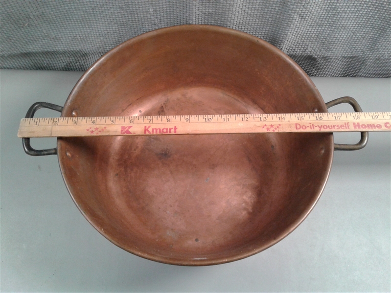 Large Vintage Copper Pot w/Brass Handles